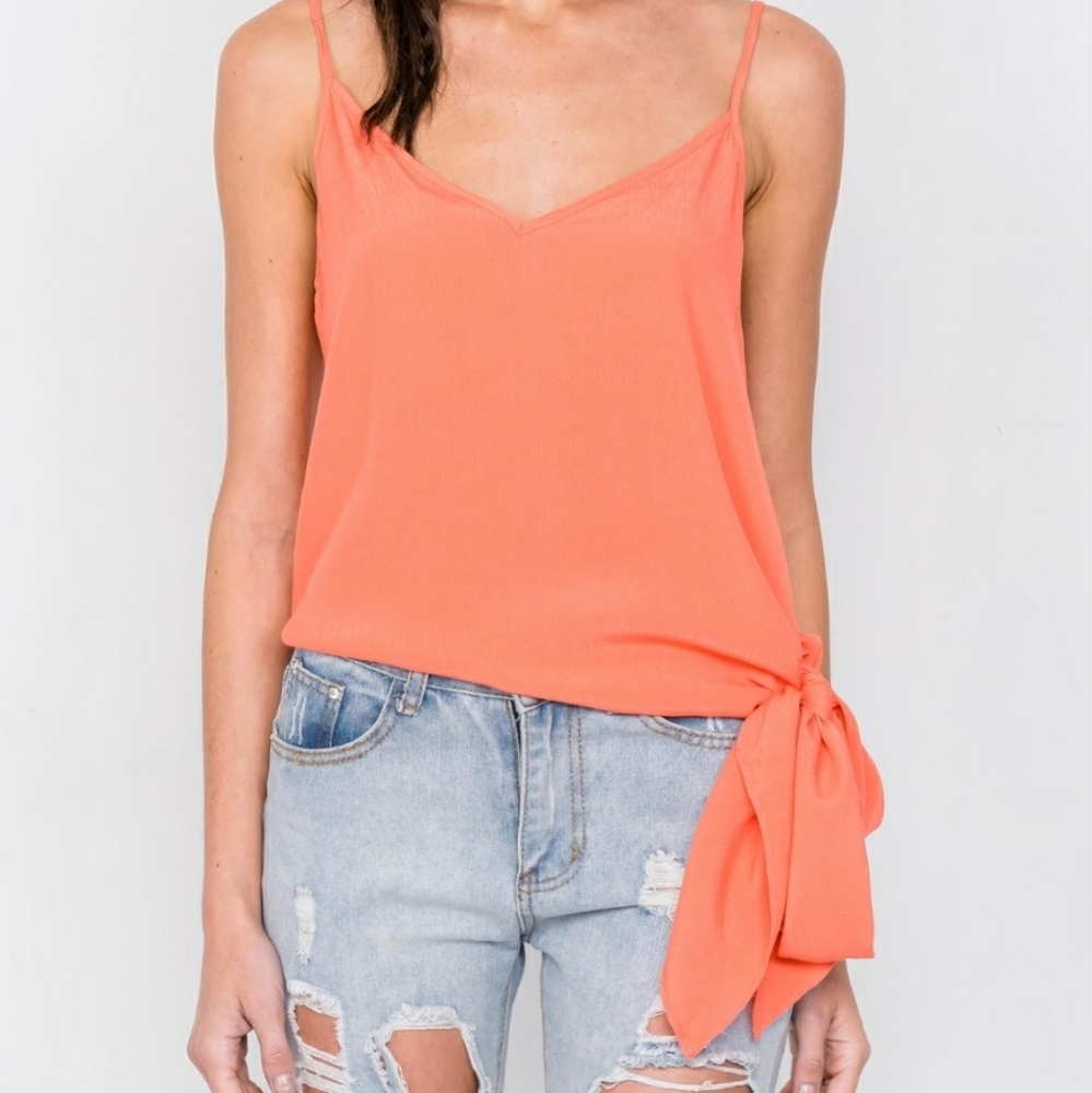 Cuteee Self Tie Side Sash V-Neck Cami